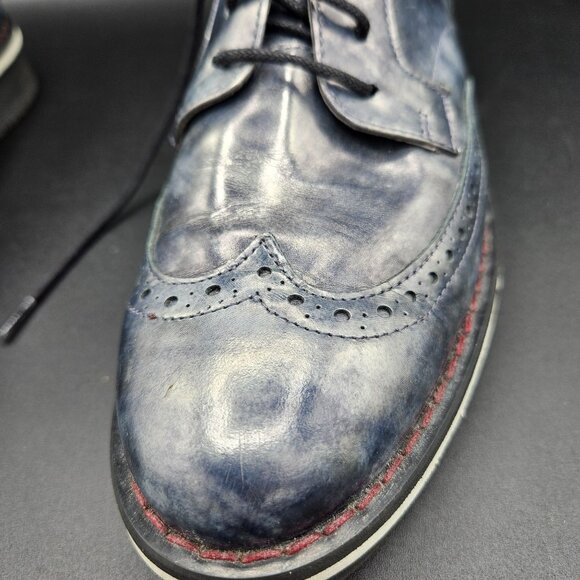 Woman's Kanna preppy academia brogue blueish metallic leather oxford sneakers 7 - Picture 3 of 8